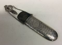 A heavy Victorian silver engraved spectacle case w