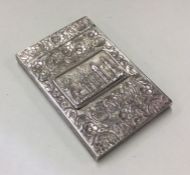 An early William IV silver castle top card case de