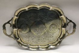 A good Victorian Russian silver drink's tray. Mark