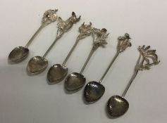 A large collection of Continental silver spoons. A