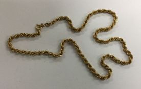 A 9 carat rope twist chain with ring clasp. Approx