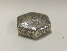 A small hinged silver pill box. Approx. 15 grams.