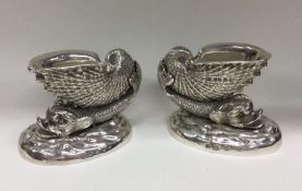 A good heavy pair of naturalistic silver salts in