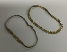 Two 9 carat flat link bracelets. Approx. 4.4 grams