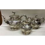A good Chinese export silver three piece teaset ch