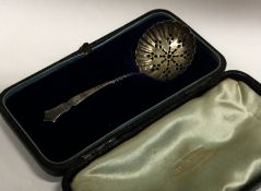 A cased silver presentation sifter spoon. Birmingh