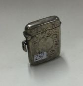 A small silver engraved vesta case. Birmingham 190