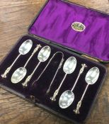 A good set of six cast silver teaspoons together w