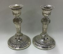 CHESTER: A pair of good Victorian silver candlesti