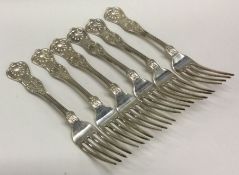 A set of six Kings' pattern silver table forks. Ap