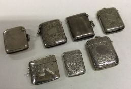 A selection of seven silver vesta cases. Various d