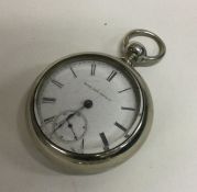 A large nickel plated Elgin pocket watch. Est. £20