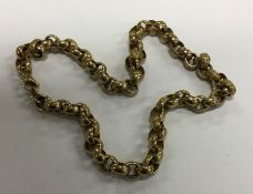 A massive 9 carat necklace with chased links. Appr