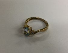 A 9 carat diamond mounted three stone ring. Approx