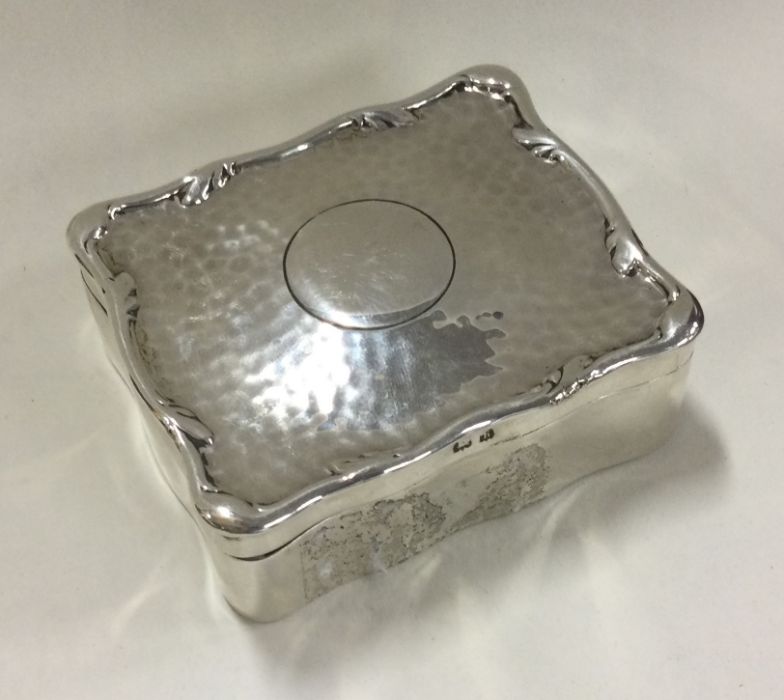 An unusual silver jewellery box with hammered text - Image 2 of 3