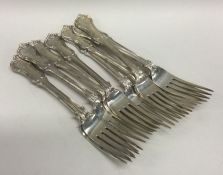 A good set of ten silver table forks. London. Appr