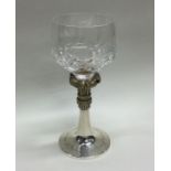 A good cased silver mounted glass goblet. London.