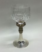 A good cased silver mounted glass goblet. London.