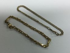 Two 9 carat flat link bracelets. Approx. 7 grams.