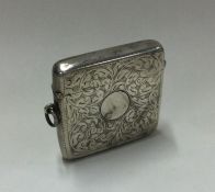 A large engraved silver vesta case. Birmingham. By