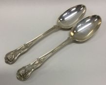 A pair of Kings' pattern silver tablespoons. Appro