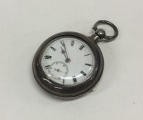 A gent's silver Verge pocket watch with white enam