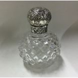 CHESTER: A heavy silver mounted cut glass scent bo
