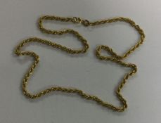 A 9 carat rope twist chain. Approx. 2.3 grams. Est