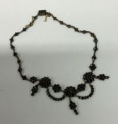 An Antique garnet drop necklace. Approx. 18.2 gram