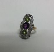 SUFFRAGETTE: A good heavy 18 carat ring with a lar