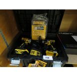 DeWalt cased 5 piece set comprising 2 cordless screwdrivers, battery charger, battery, jig saw,