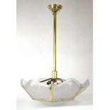 Marius Sabino, a French glass ceiling lamp in the Art Deco manner,