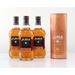 3 bottles of Jura 10 year old Single Malt Scotch Whisky with 1 carton 40% 70cl (Note VAT added to