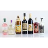 7 various bottles, 1x M&S Rhubarb Gin liqueur Light Snow Globe 20% 70cl, 1x Jameson Cold Brew
