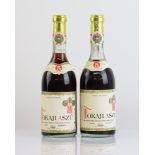 2 bottles of Tokaji Aszu 1975 5 Puttonyos dessert wine by Tokaj Hegyalja & exported by Monimpex 50cl