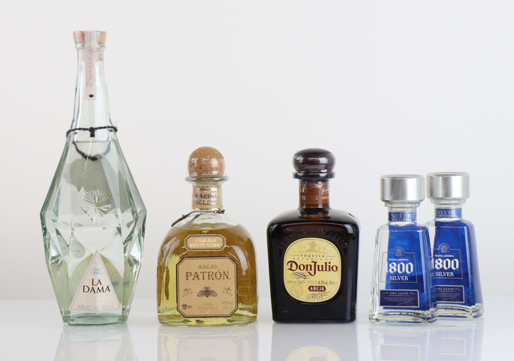 5 various bottles, 1x La Dama Tequila Blanco 40% 70cl, 1x Anejo Patron Barrel Select Tequila for