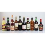 10 various bottles, 1x Tia Maria Liqueur 26.5% 70cl, 1x Van Meers Advocaat 14% 70cl, 1x Cromwell