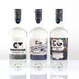 3 bottles of Ebinburgh Gin, 1x The Classic London Dry 43% 70cl, 1x The Classic with personalised