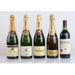 5 bottles, 1x Piper Heidsieck Cuvee Brut Champagne, 1x Pol Aime Reserve Brut Champagne, 1x Bricout