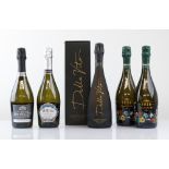 5 bottles, 1x Della Vite Valdobbiadene Extra Dry Prosecco Superoire DOCG with box, 2x Cavicchioli