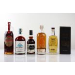 5 various bottles, 1x El Ron Prohibido Reserva Solera 12 Mexican Rum 40% 70cl, 1x Etan Rum to the