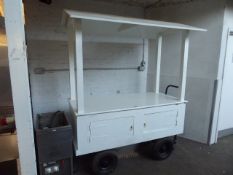 Large white painted 4 wheel cart / traders barrow