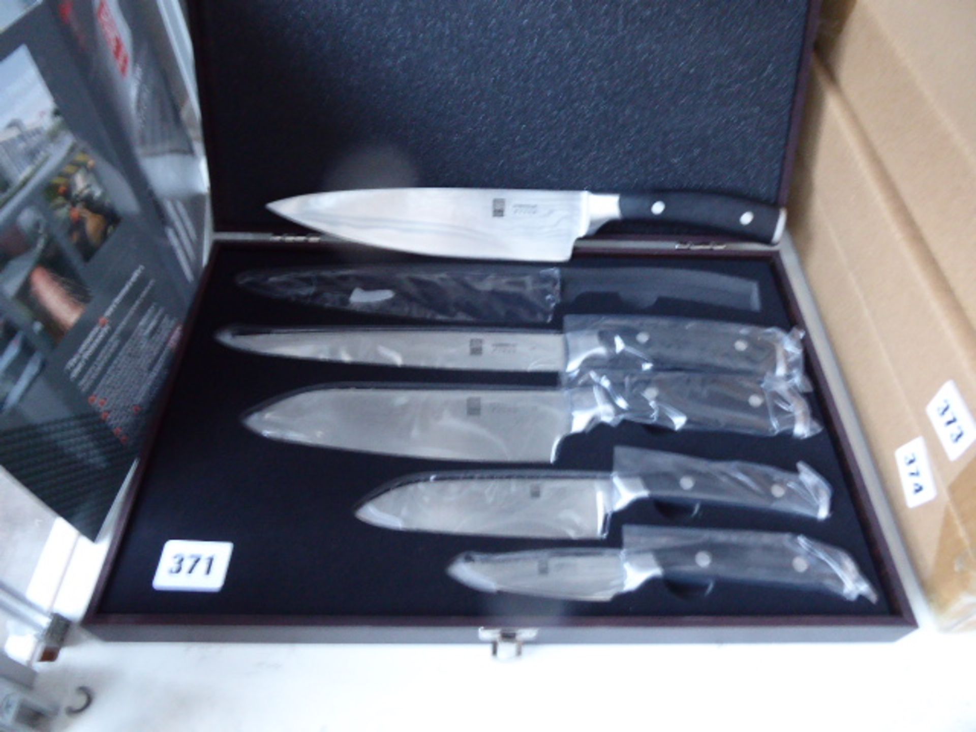 Kyoto Damascus 5 piece knife set in presentation box