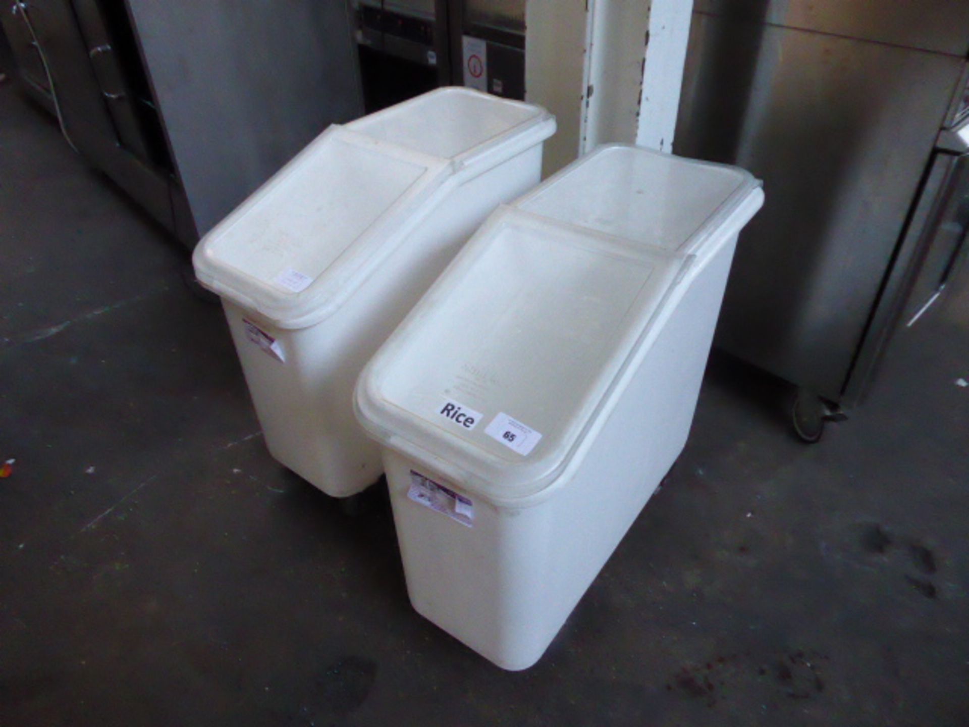 2 Large Cambro mobile ingredients bins with lids