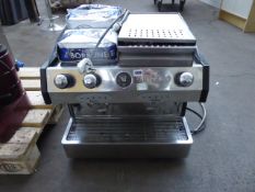(TN105) 58cm Fracino automatic 2-station barista type coffee machine with groupheads, knock out