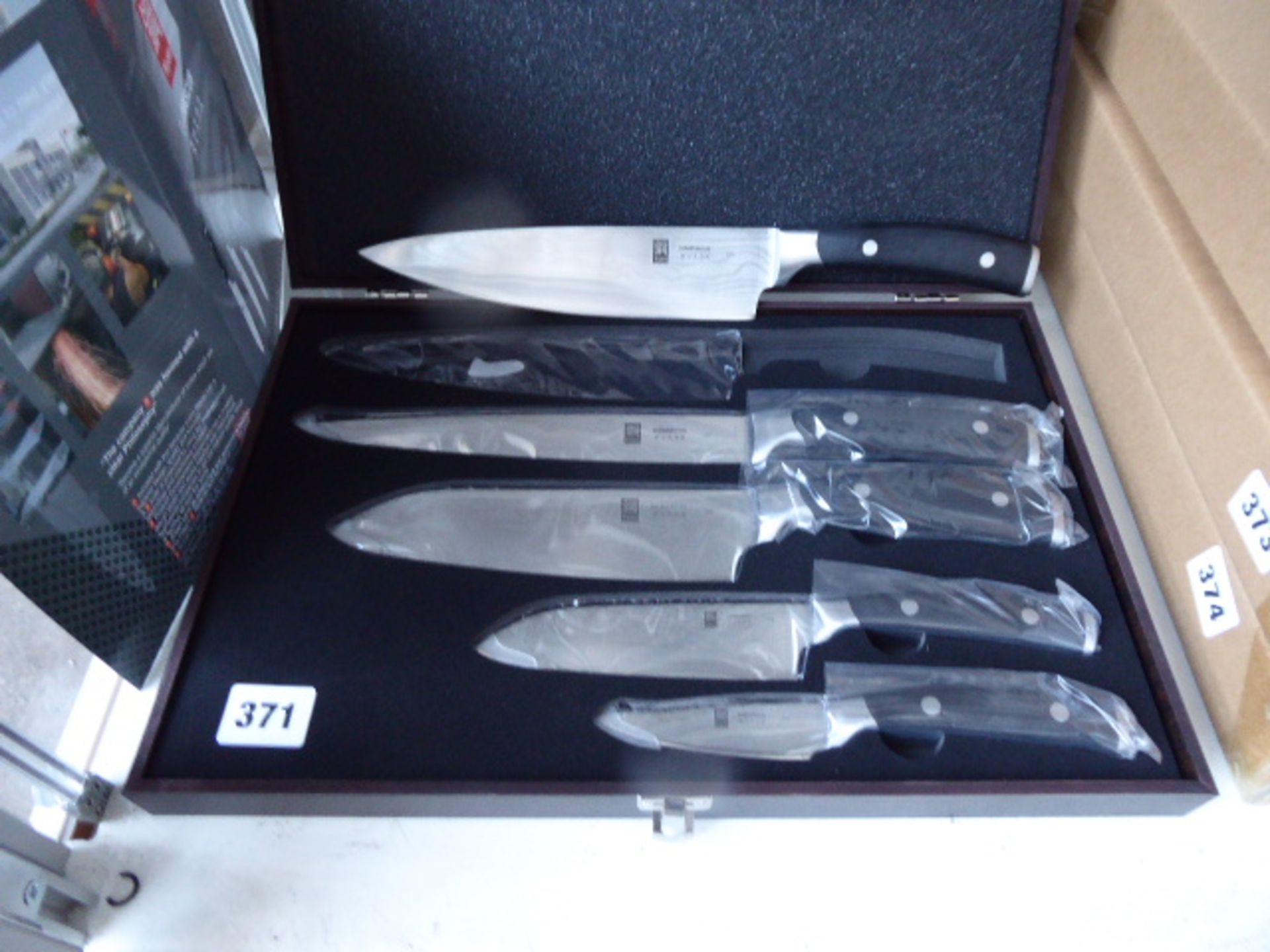 Kyoto Damascus 5 piece knife set in presentation box