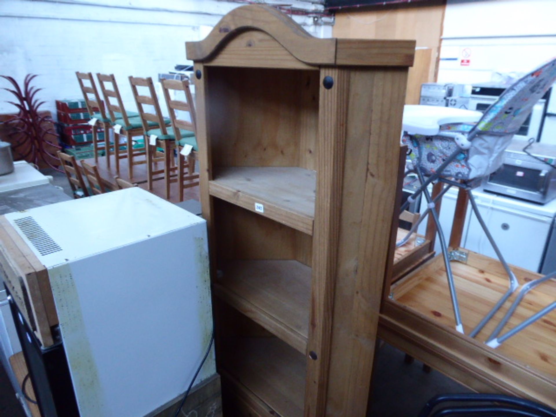 Rustic pine corner cabinet