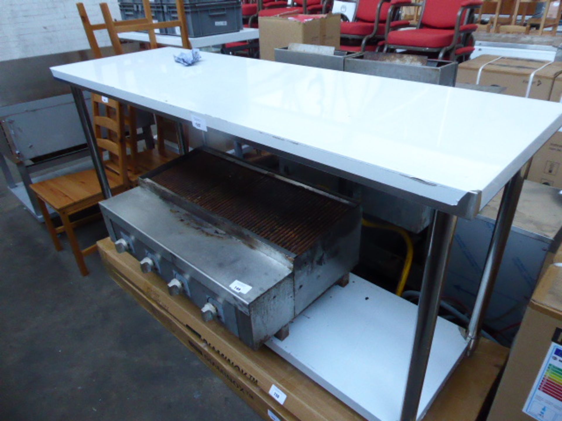 180cm Diaminox stainless steel preparation table with shelf under (Flat pack)