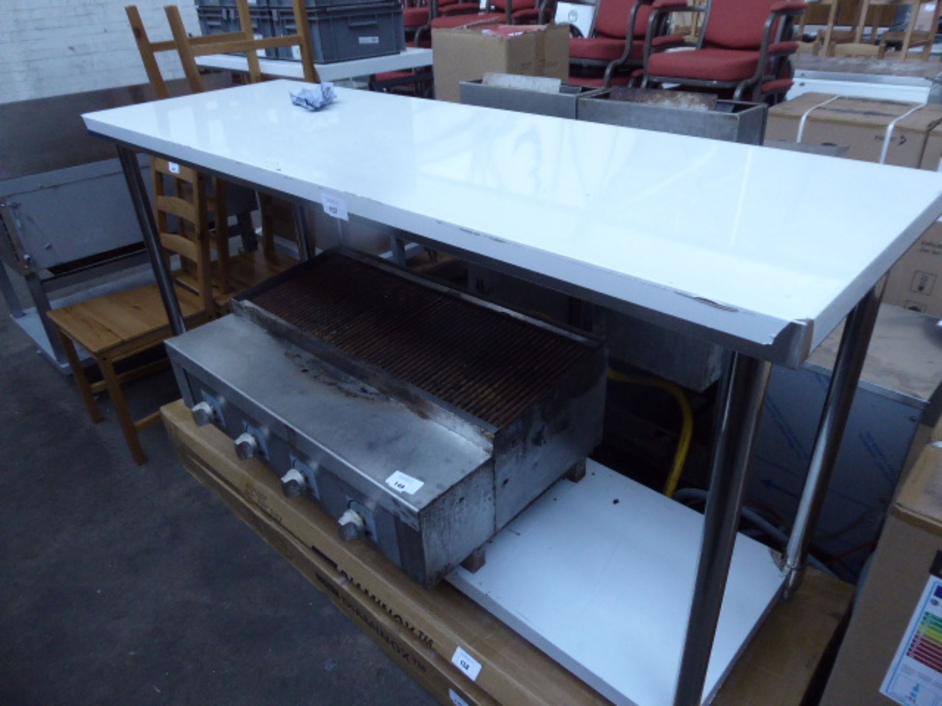 180cm Diaminox stainless steel preparation table with shelf under