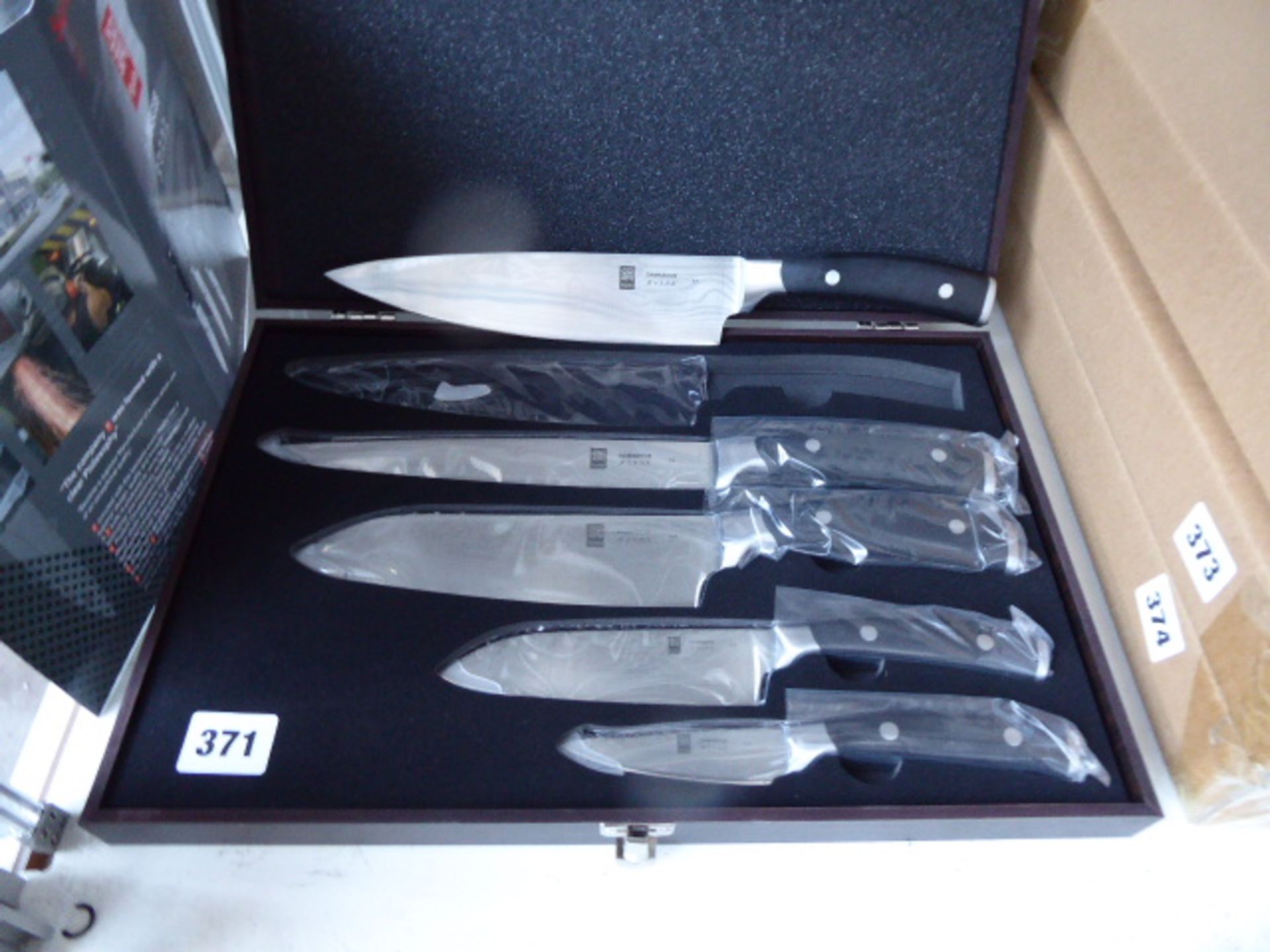 Kyoto Damascus 5 piece knife set in presentation box